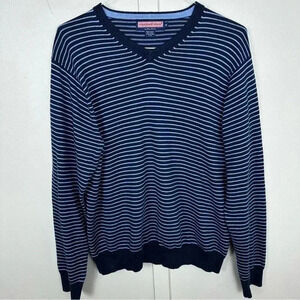 Vineyard Vines V-Neck Blue Striped Pullover Sweater Size Medium